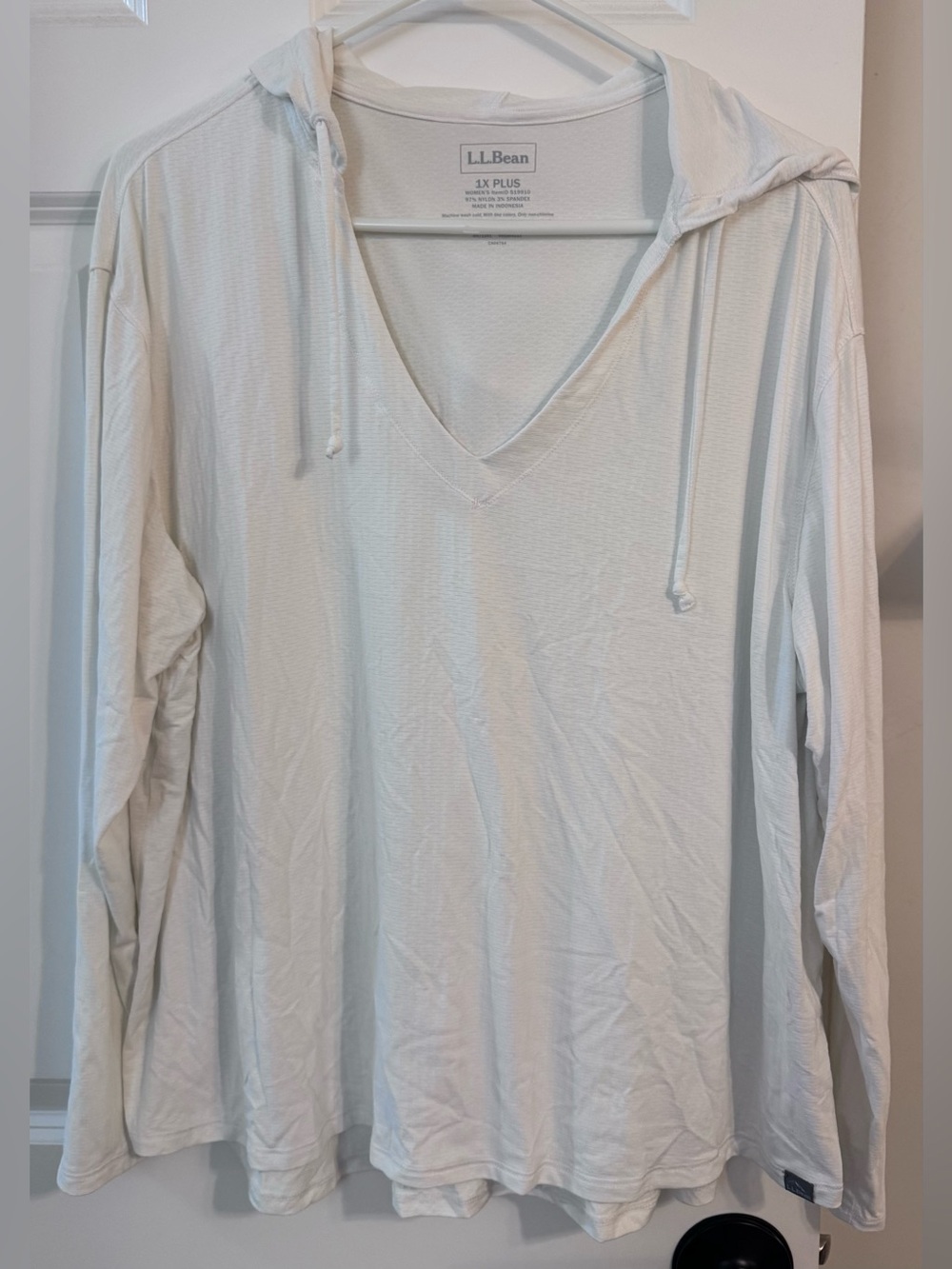 L.L.Bean White Hoodie Swim Sun Cover Lightweight 1X